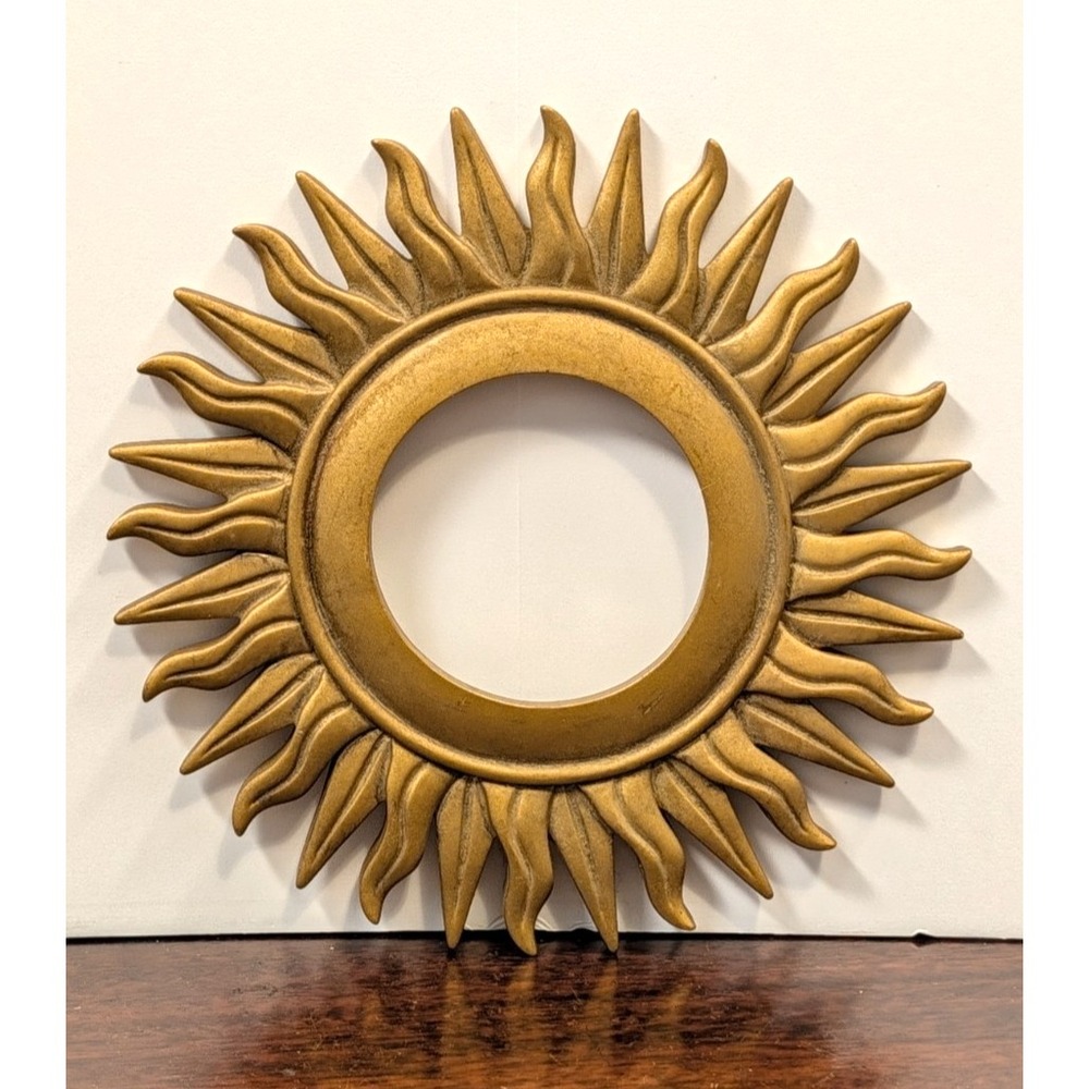 Vintage Gold Sunburst Mirror Frame Only Replacement Craft Restoration 8"